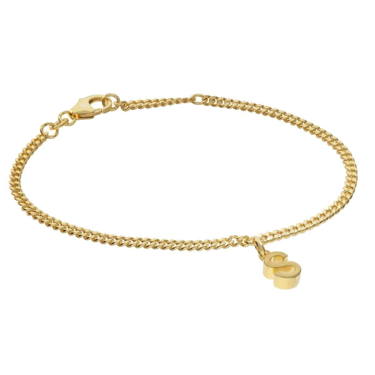 trendor Silberarmband 21602-S, Mädchen mit Buchstabe S 925 Silber Vergoldet
