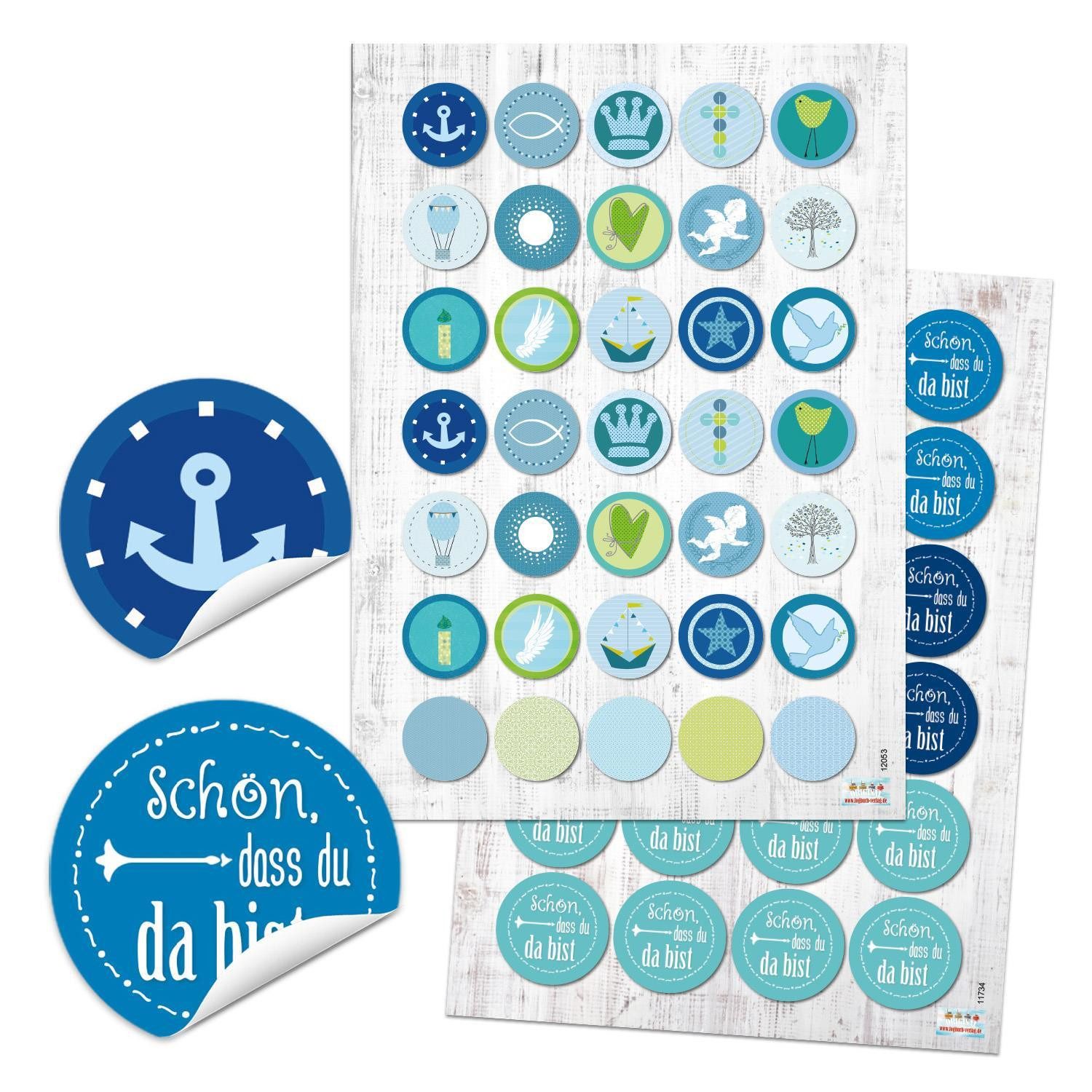 Logbuch-Verlag Aufkleber Aufkleber Set 24 Schön, dass du da bist + 35 Sticker mit maritimen