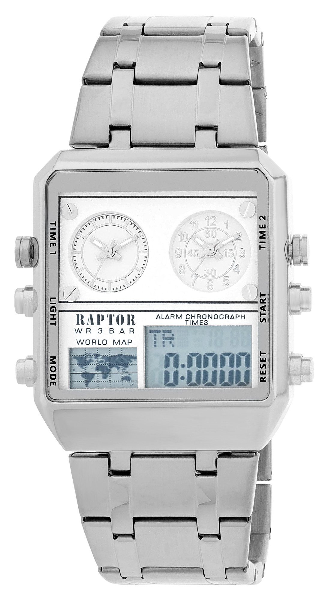 Raptor Quarzuhr RA20403 Multifunktion, kantig, 3ATM, digital, analog, Triple-Time