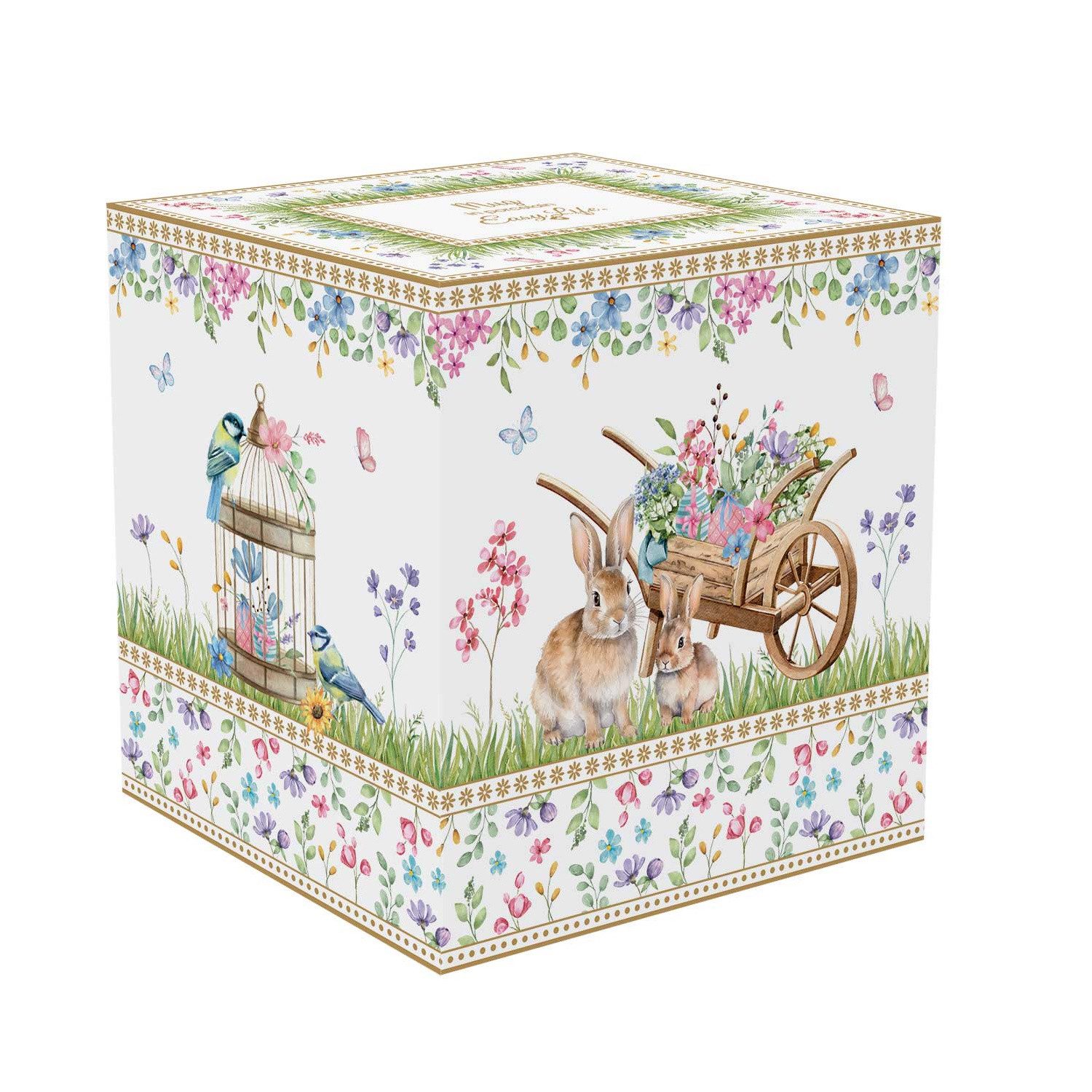 EasyLife Tasse Spring Bloom, Porzellan, Spülmaschinengeeignet, Weiß, Hasen & Blumenkörbe, H: 9.5cm