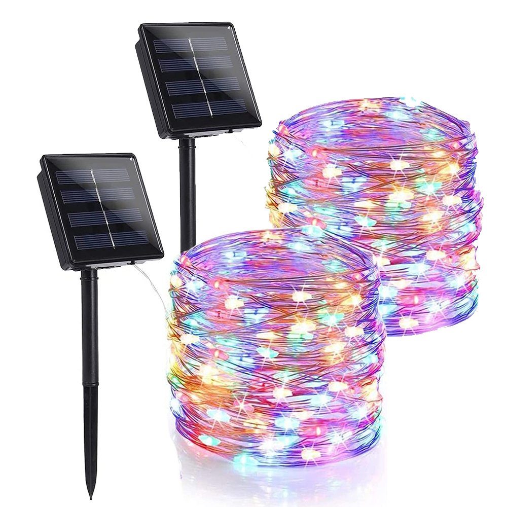 200 Aussen, Stück zggzerg LED 100 2 Bunt LED-Lichterkette Solar Lichterkette Lichterkette LED/