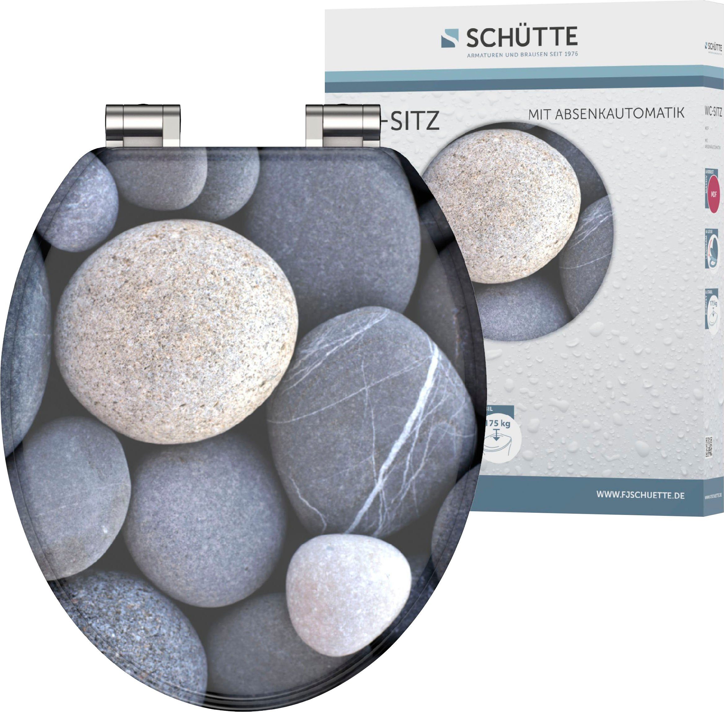 Schütte WC-Sitz GREY STONES, mit Absenkautomatik und Holzkern, MDF