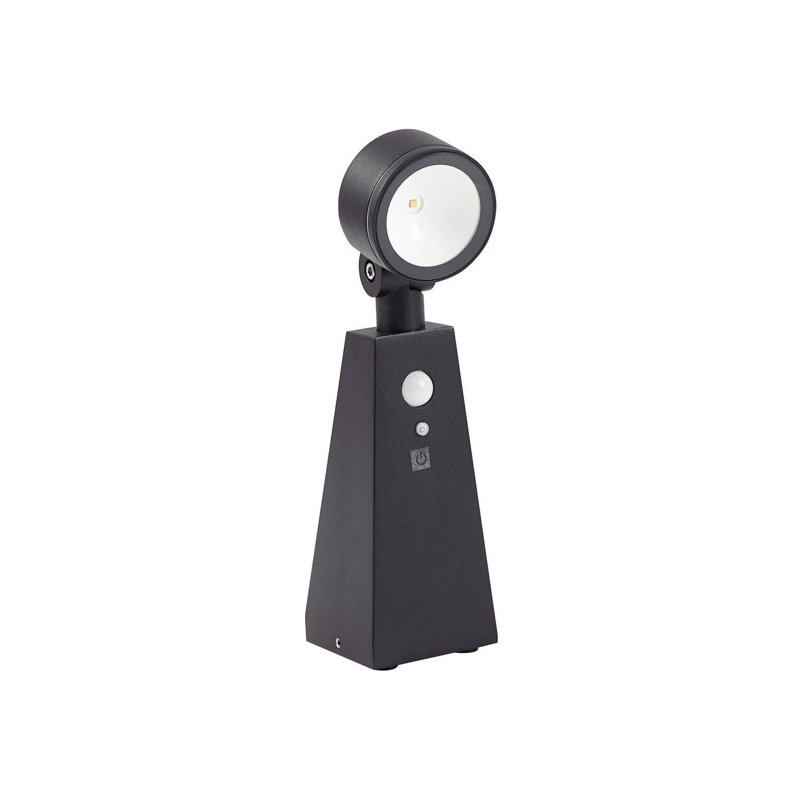 Lindby Außen-Stehlampe Raide, LED, Metall, Schwarz warmweiß IP54mit Bewegungsmelder, 1 x 1 W LED, warmweiß