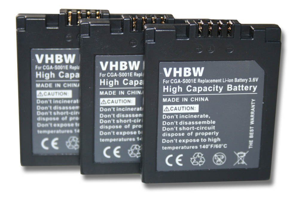 vhbw Ersatz für Panasonic CGR-S001, CGA-S001, CGA-S001E, DMW-BCA7 für Kamera-Akku Li-Ion 500 mAh (3,6 V) | Akkus und PowerBanks