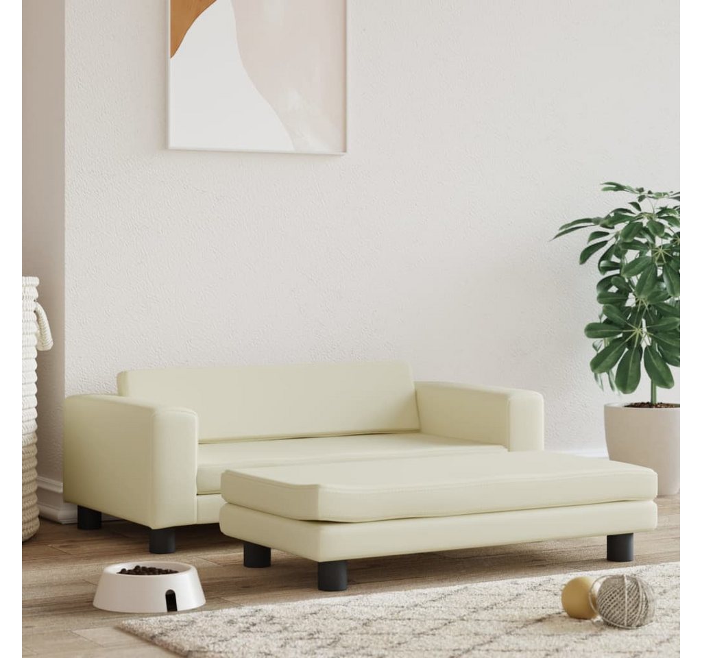 Thumbnail - vidaXL Tierbett, Hundebett mit Verlängerung Creme 100x50x30 cm Kunstleder