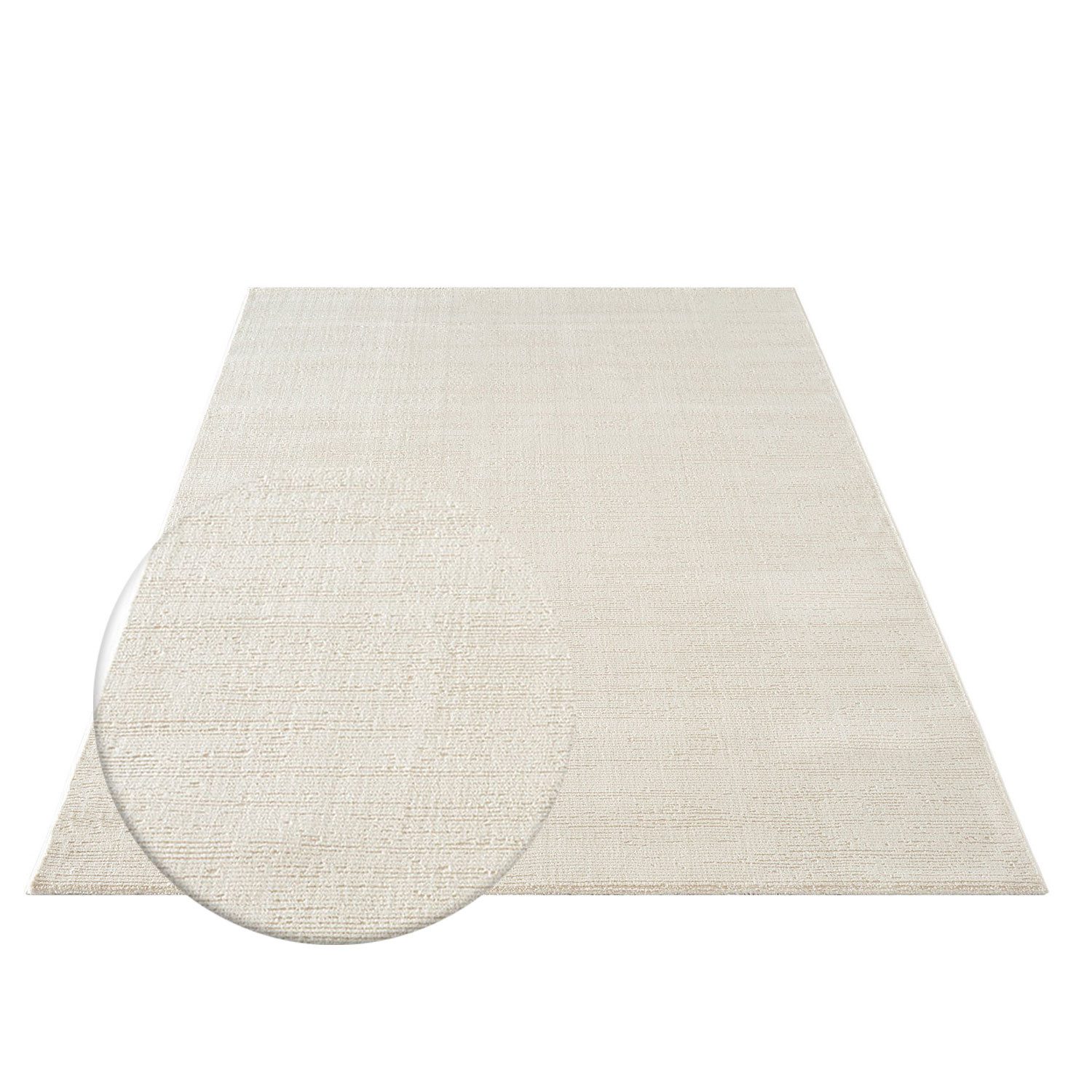 Carpetilla Teppich Teppich Kurzflor Robust Modern Creme, Teppich Wohnzimmer 3D effekt Boho Einfarbig hoch-tief Bordüre