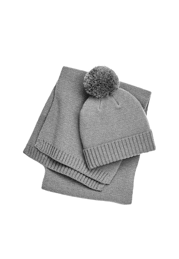 Yuhu Bommelmütze Damen Mütze-Schal-Set mit Bommel aus weichem Strick – 3 Farben (SET)