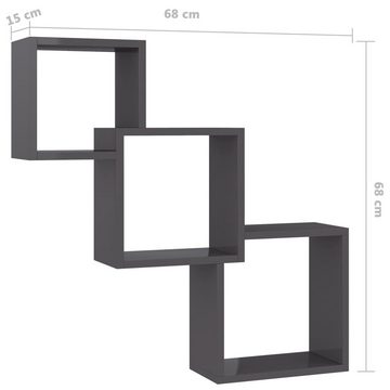 vidaXL Regal Cube Wandregale Hochglanz-Schwarz 68x15x68 cm Holzwerkstoff, 1-tlg.