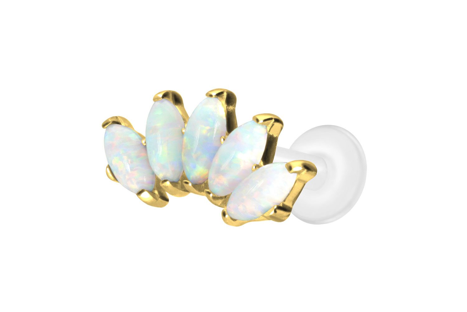 PIERCINGLINE Piercing-Set PTFE Labret mit Innengewinde + Titan-Aufsatz BOGEN + SYNTHETISCHE (Labrets, 1-tlg)