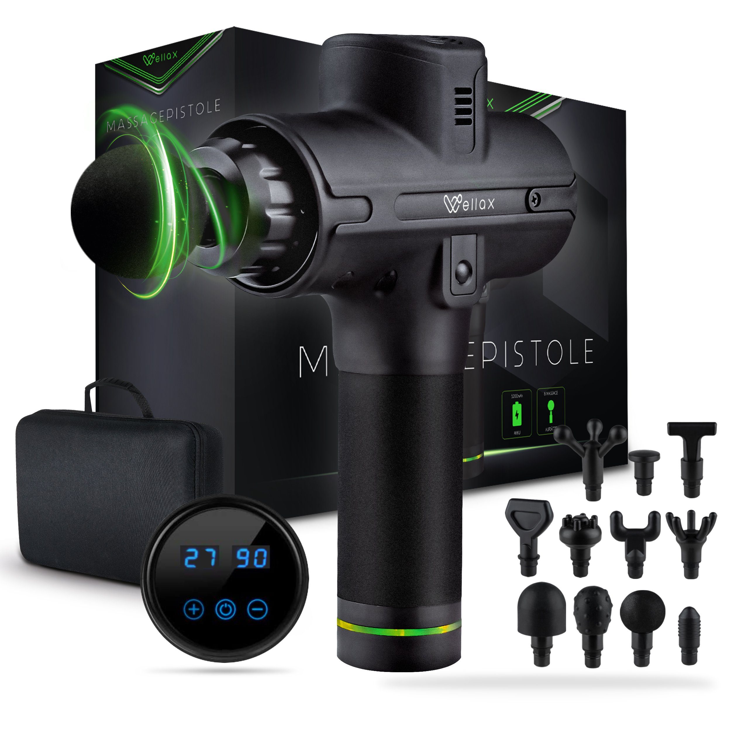 Massagepistole [Version 2025] - Leistungsstarke Massage Gun mit 11 Massageaufsätzen