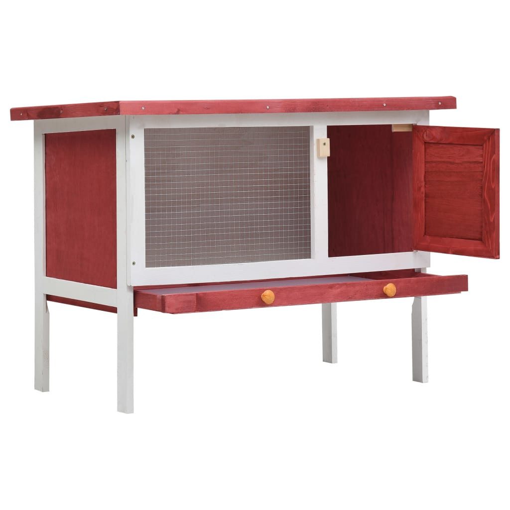 vidaXL Kleintierstall, Kaninchenstall 1 Ebene Rot Holz