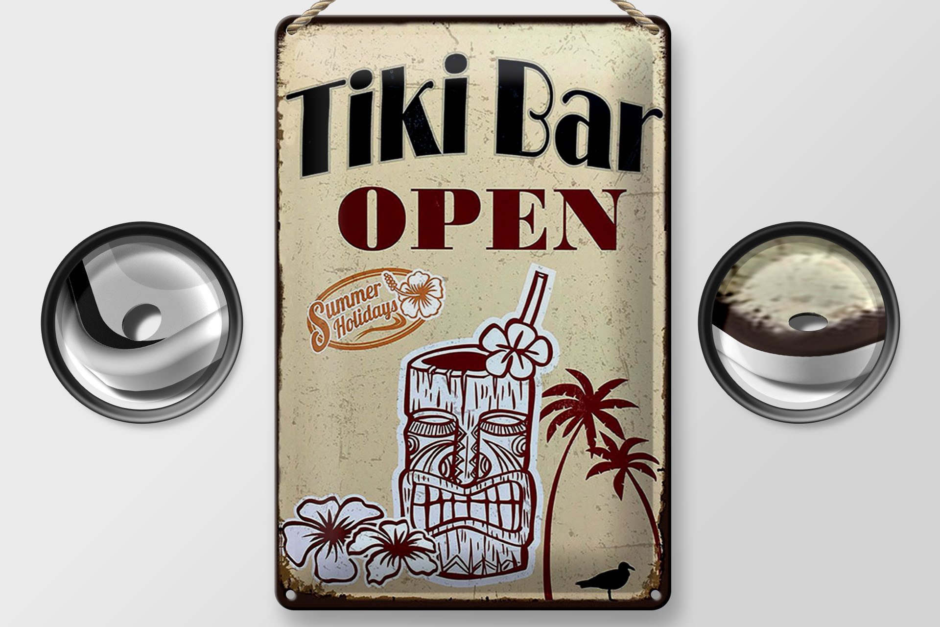 Femer GmbH Metallbild Reklame 20x30 cm Tiki Bar open