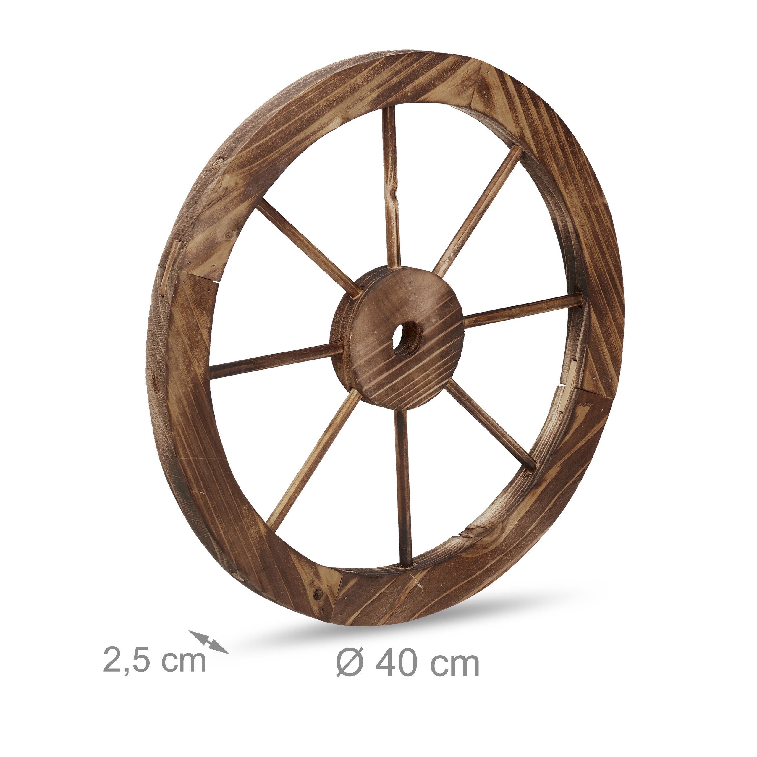 relaxdays Dekoobjekt Wagenrad aus Holz 3er Set (3 St) – Bild 4 von 5