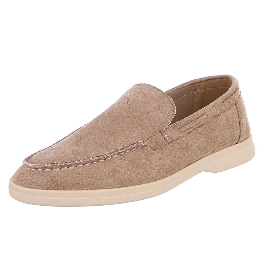 Ital-Design Eleganter Damen Slip-On Schuh mit hohem Tragekomfort Slipper (90927378) Blockabsatz Mokassins in Hellbraun