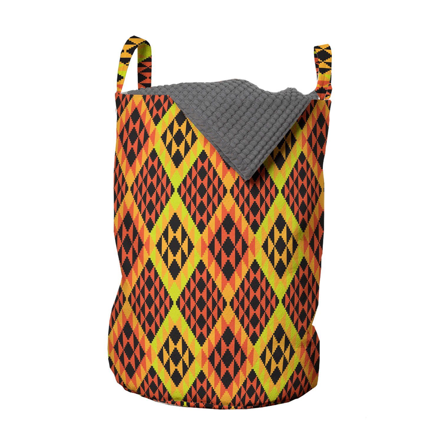 Abakuhaus Wäschesäckchen Wäschekorb mit Griffen für Waschsalons, peruanische Rhombus Muster Kordelzugverschluss Kente