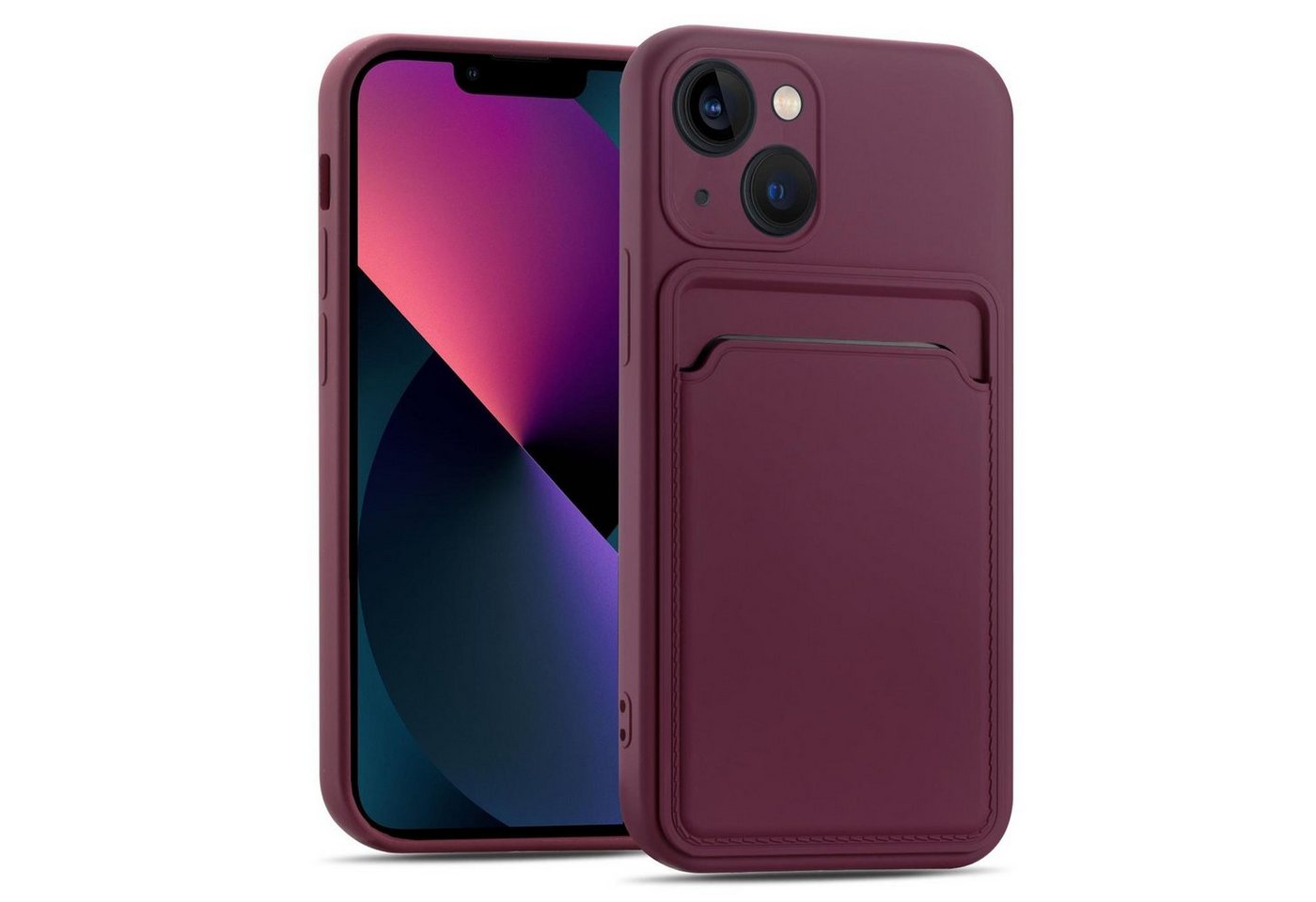 CoolGadget Handyhülle Card Case Handy Tasche für Apple iPhone 14 6,1 Zoll, Silikon Schutzhülle mit Kartenfach für iPhone 14 Hülle