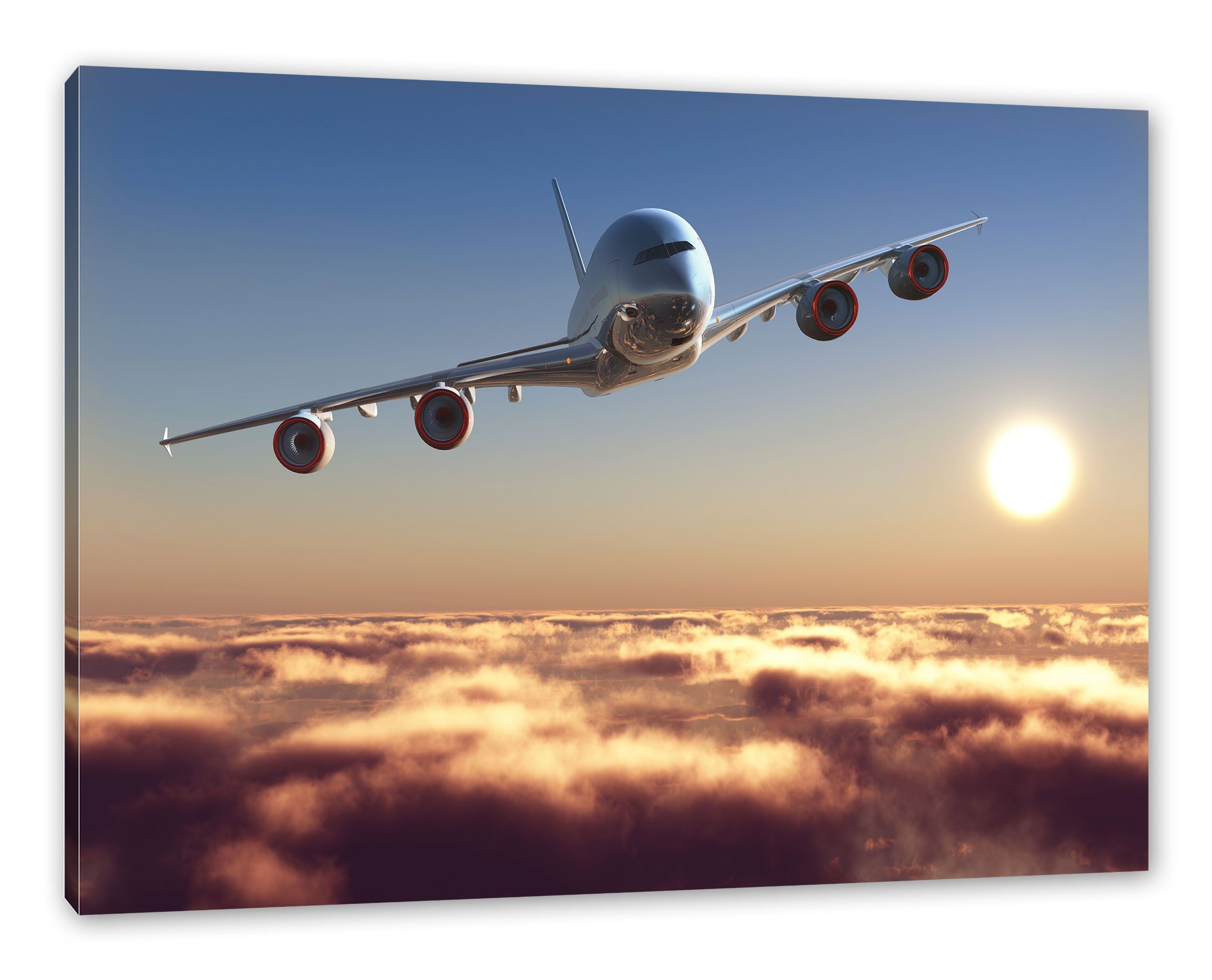Pixxprint Leinwandbild Flugzeug, Flugzeug (1 St), Leinwandbild fertig bespannt, inkl. Zackenaufhänger