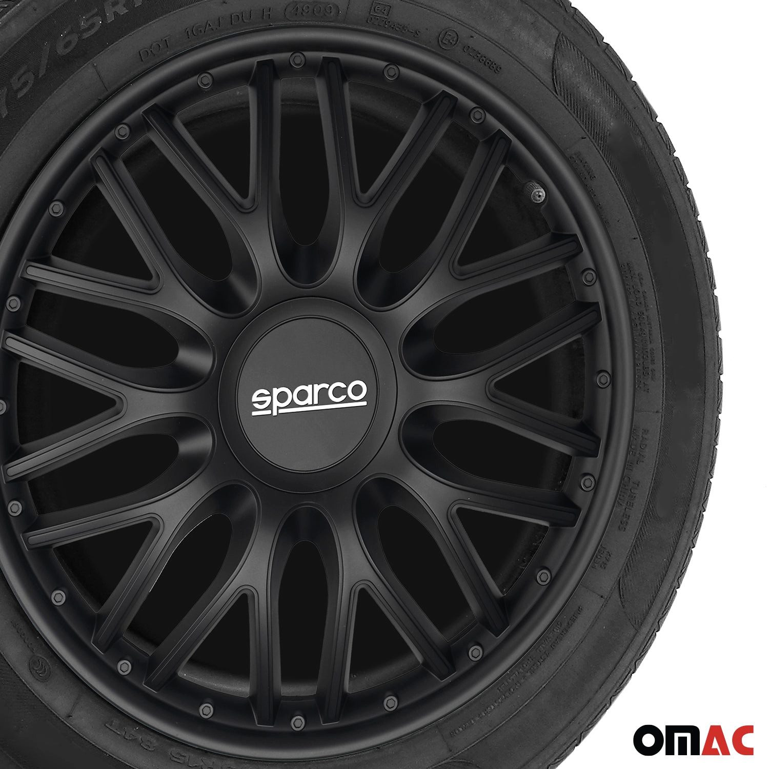 OMAC Radkappen Sparco 16 Zoll Roma Schwarz 4tlg, (4-St) Einfache Installation, Haltbar