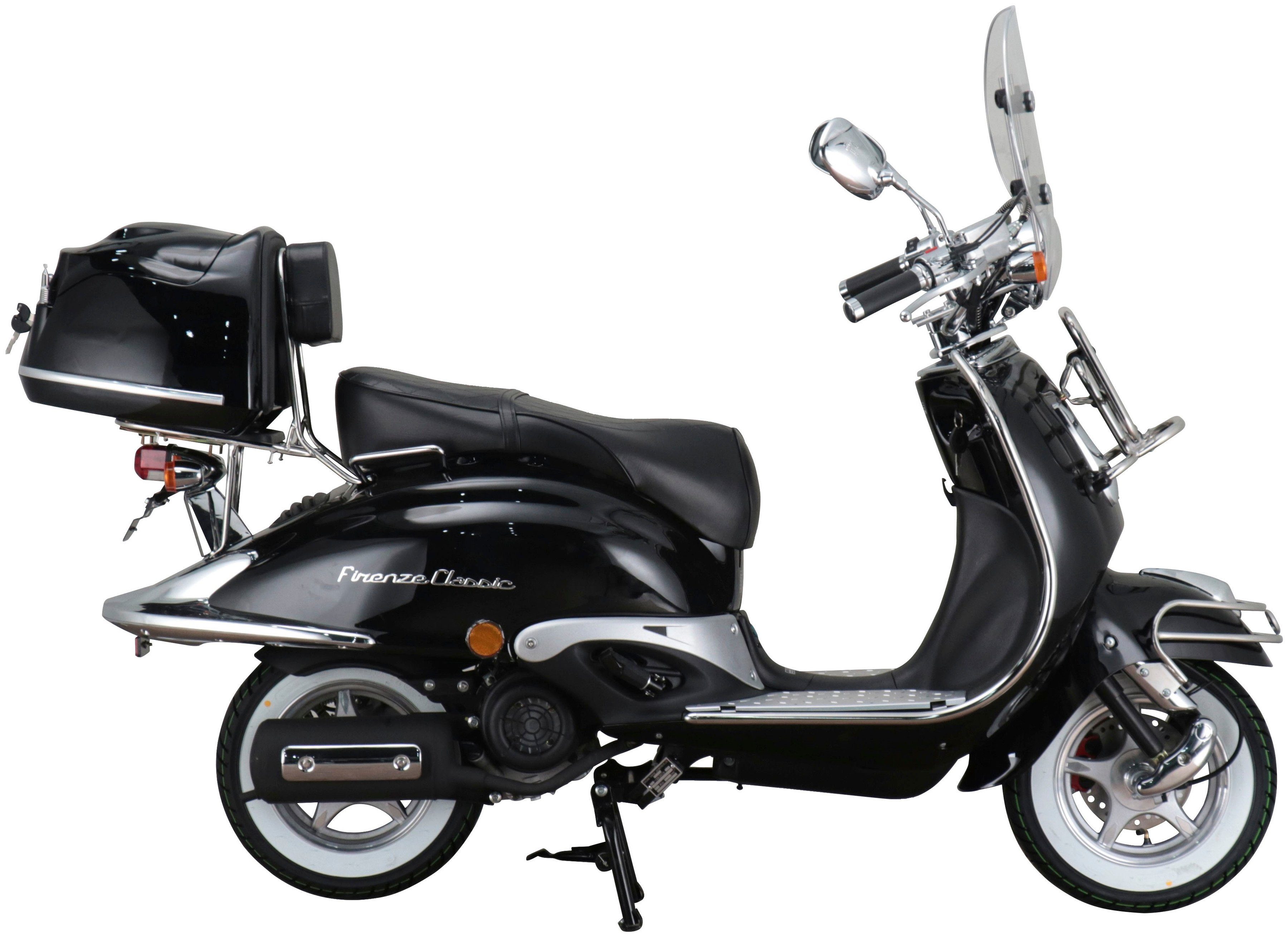 Retro Euro (Komplett-Set) schwarz 125 5, km/h, Firenze Classic, Motorroller Motors 85 ccm, Alpha