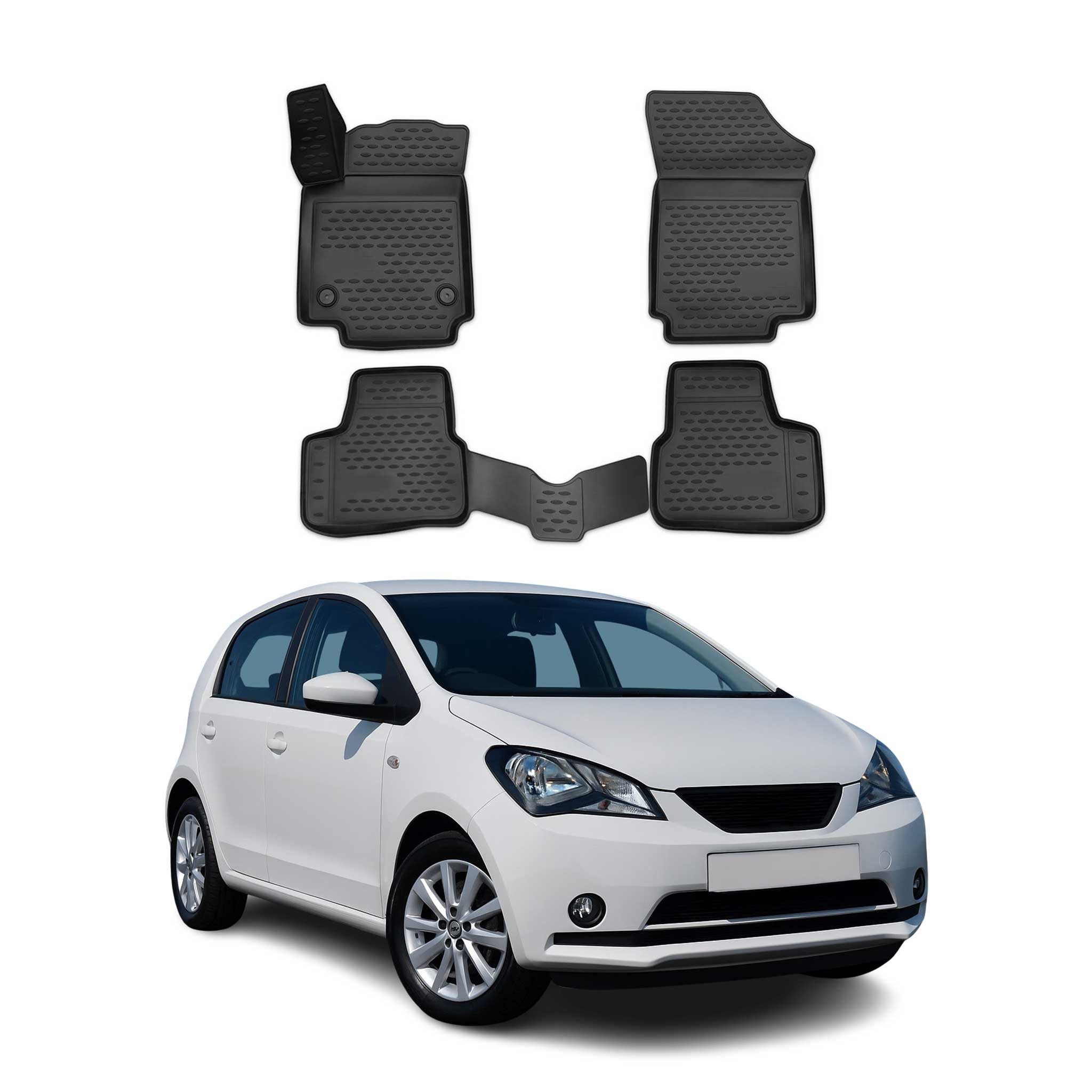 OMAC Auto-Fußmatten für Seat Mii 2011-2025 Gummimatten Schwarz (4 St), für Seat Mii 2011-2025 Seat Mii 2011-2025, Antirutsch,Wasserfest,Einfache Installation