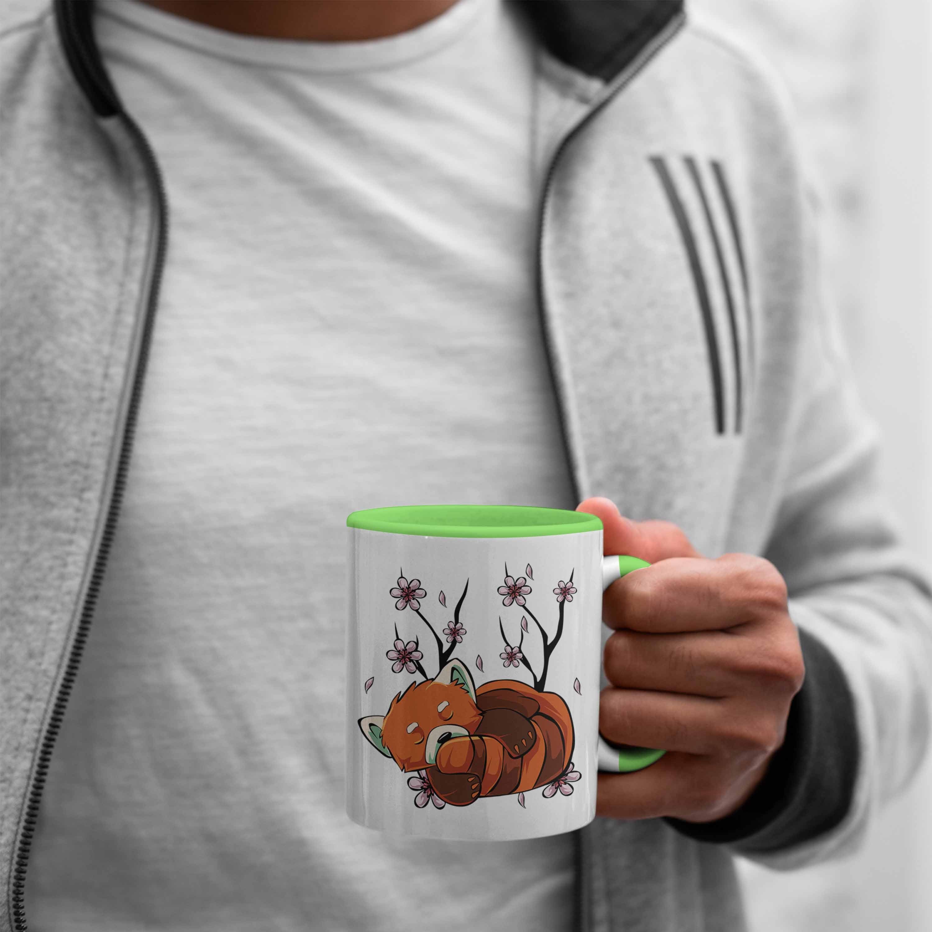 Tasse für - süßes Panda-Liebhaber Tasse Panda Ein Roter Grün Trendation Geschenk Lustige