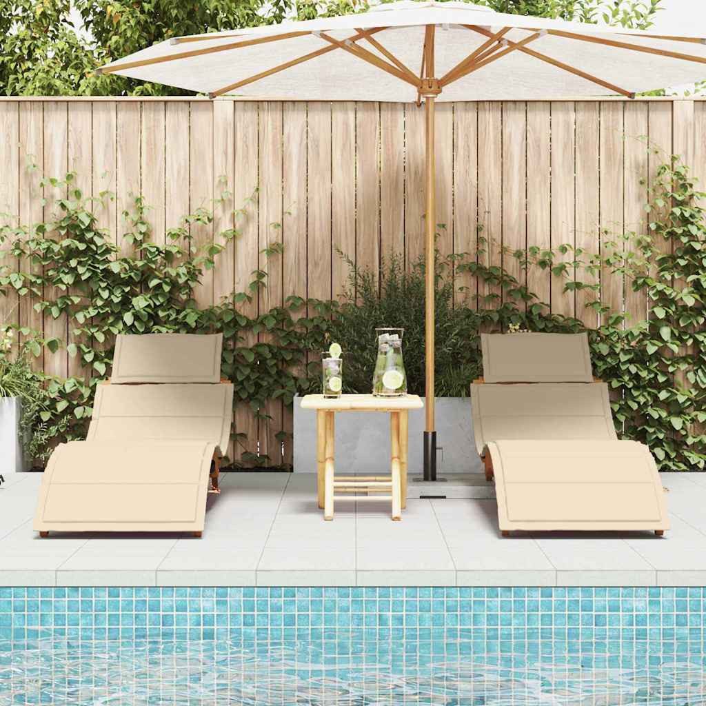 vidaXL Gartenliege Sonnenliege 2 Stk. Massivholz Beige, 2 St.