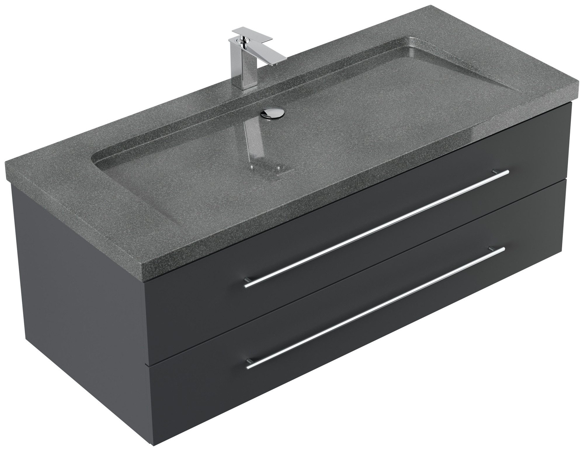 Magnolia Home Waschtisch Badmöbel Granit G654 Damo 130 cm 1 Hahnloch SoftClose grafit