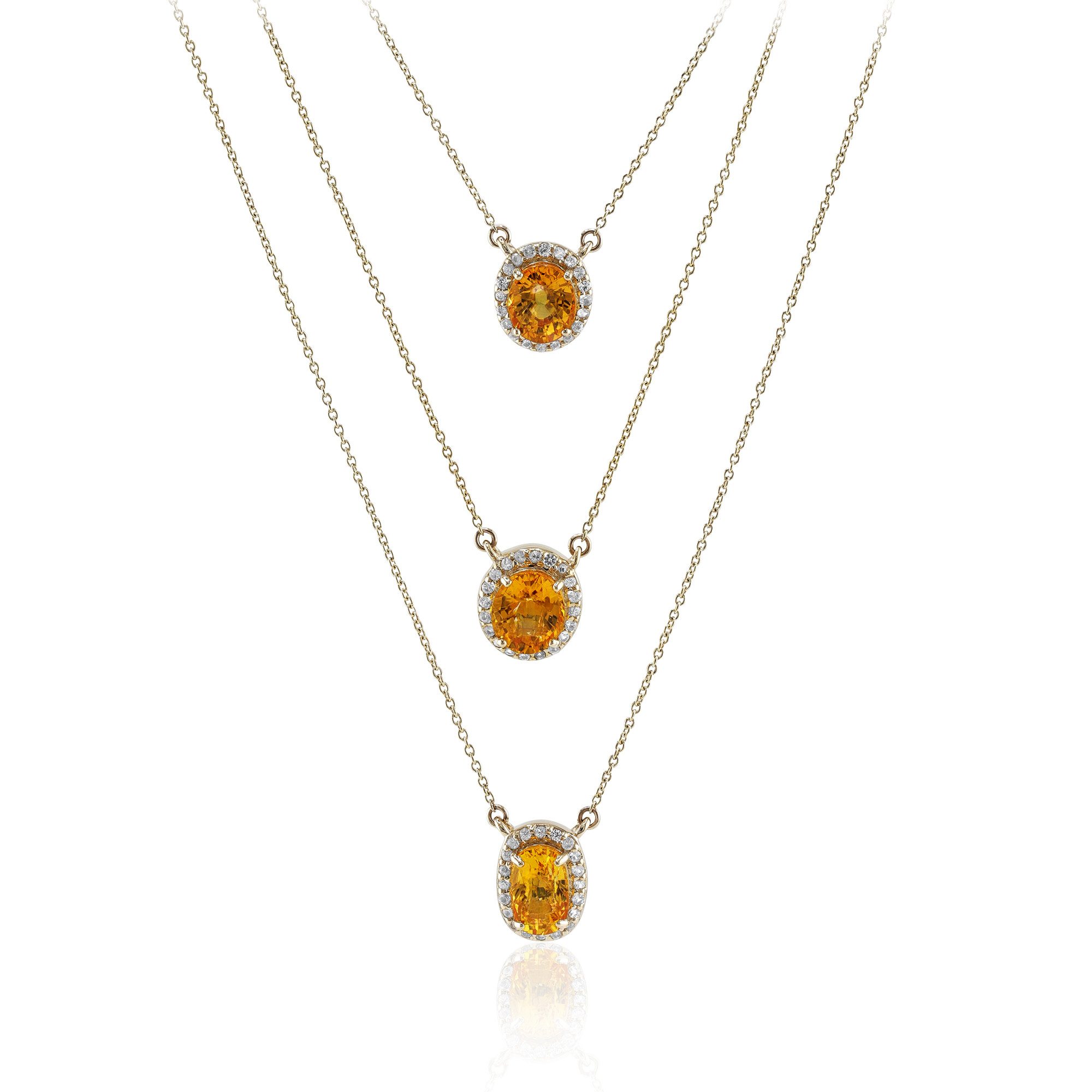 Cavill Goldkette 9 Karat Gelbgold Collier mit 4,835 ct orangen & weißen Oval-Saphiren (1-tlg)