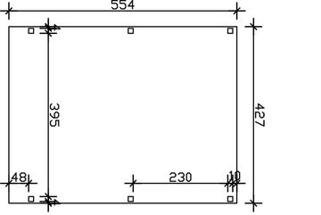 Skanholz Einzelcarport Grunewald, BxT: 427x554 cm, 395 cm Einfahrtshöhe, mit EPDM-Dach