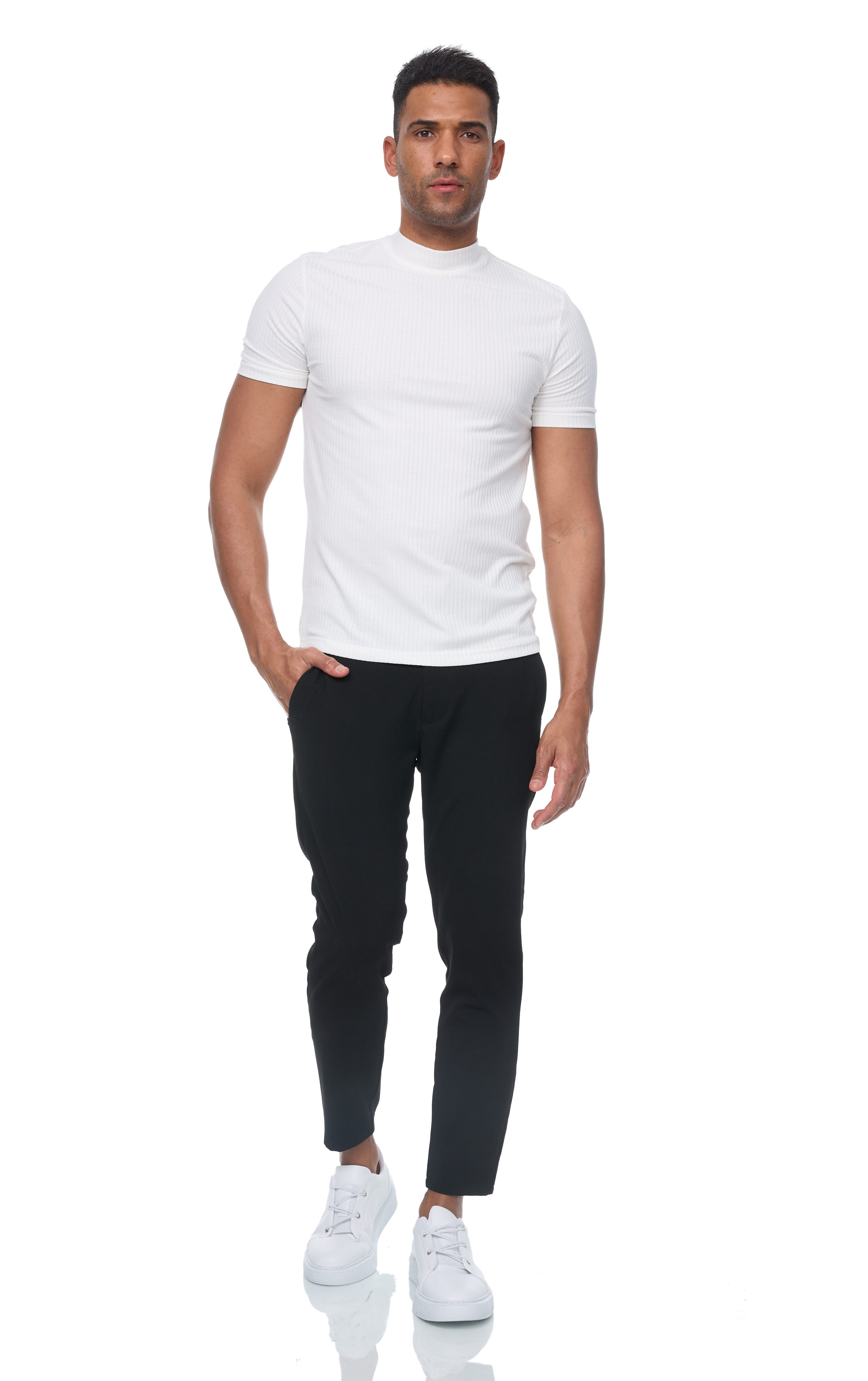 Chinohose Herren Stoffhose Chino Hose in Slim Fit mit Stretch Schwarz W30/L32