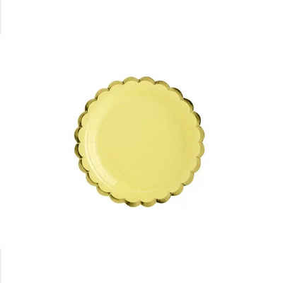 Kiids Pappteller Teller pastell gelb, Folienbeschichtet, 17,8 cm