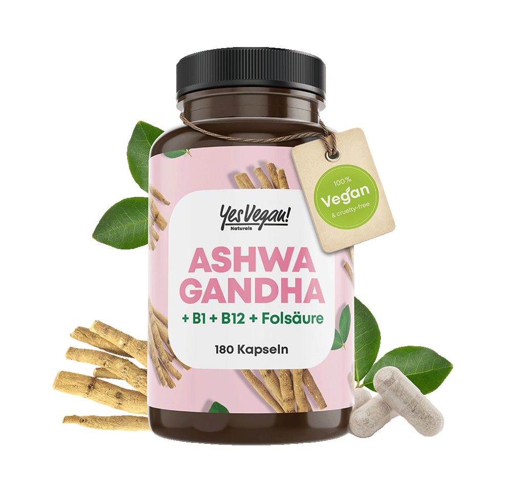 Yes Vegan Yes Vegan Naturals Ashwagandha B1, B12, Folsäuere Komplex Kapseln Kapseln, 180 St., 130 g