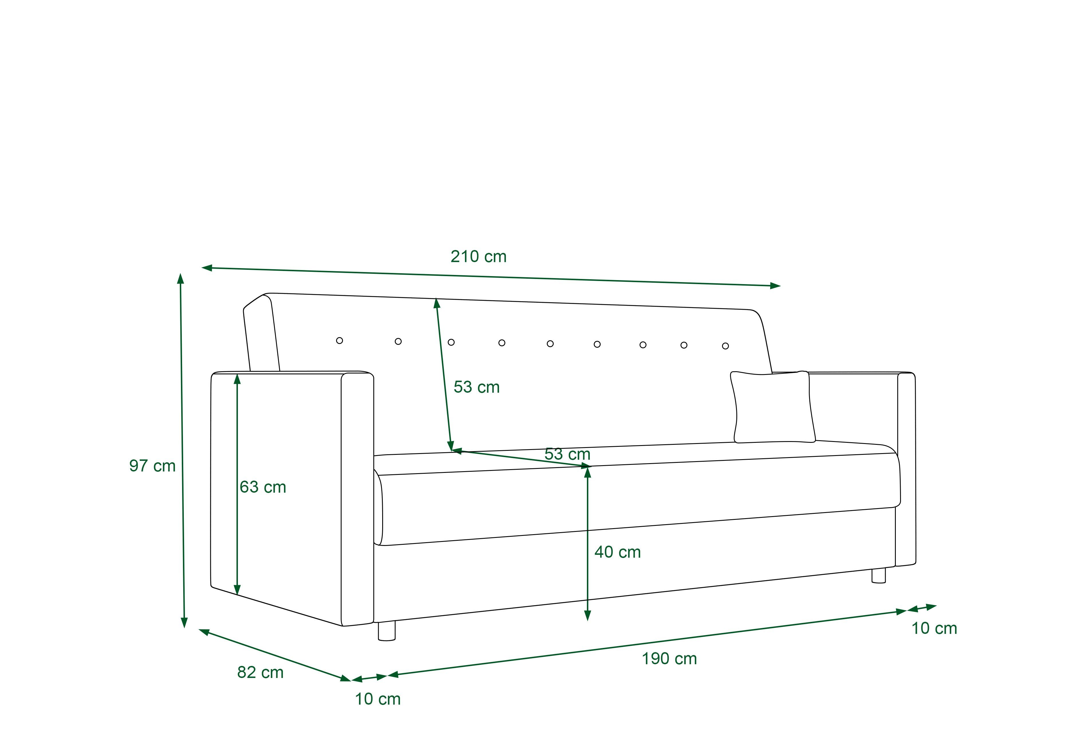 Bettkasten pressiode COUCH Schlafsofa, Quadrate Sofa und mit 210cn Schlaffunktion MARIBO Graue