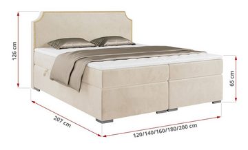 MKS MÖBEL Boxspringbett LENTA, Doppelbett mit Multipocket-Matratze - Modern Bett