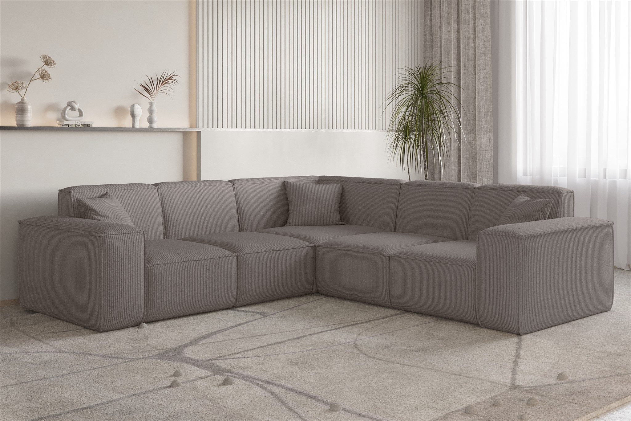 Fun Möbel Ecksofa Designersofa CELES PREMIUM in Stoff Scala, Seite Universal, inkl. 3 Zierkissen
