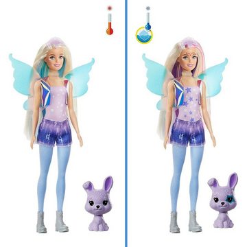 Mattel® Anziehpuppe Mattel GXV94 - Barbie - Color Reveal - Puppe mit Haustier und 25 Überraschungen, Feen