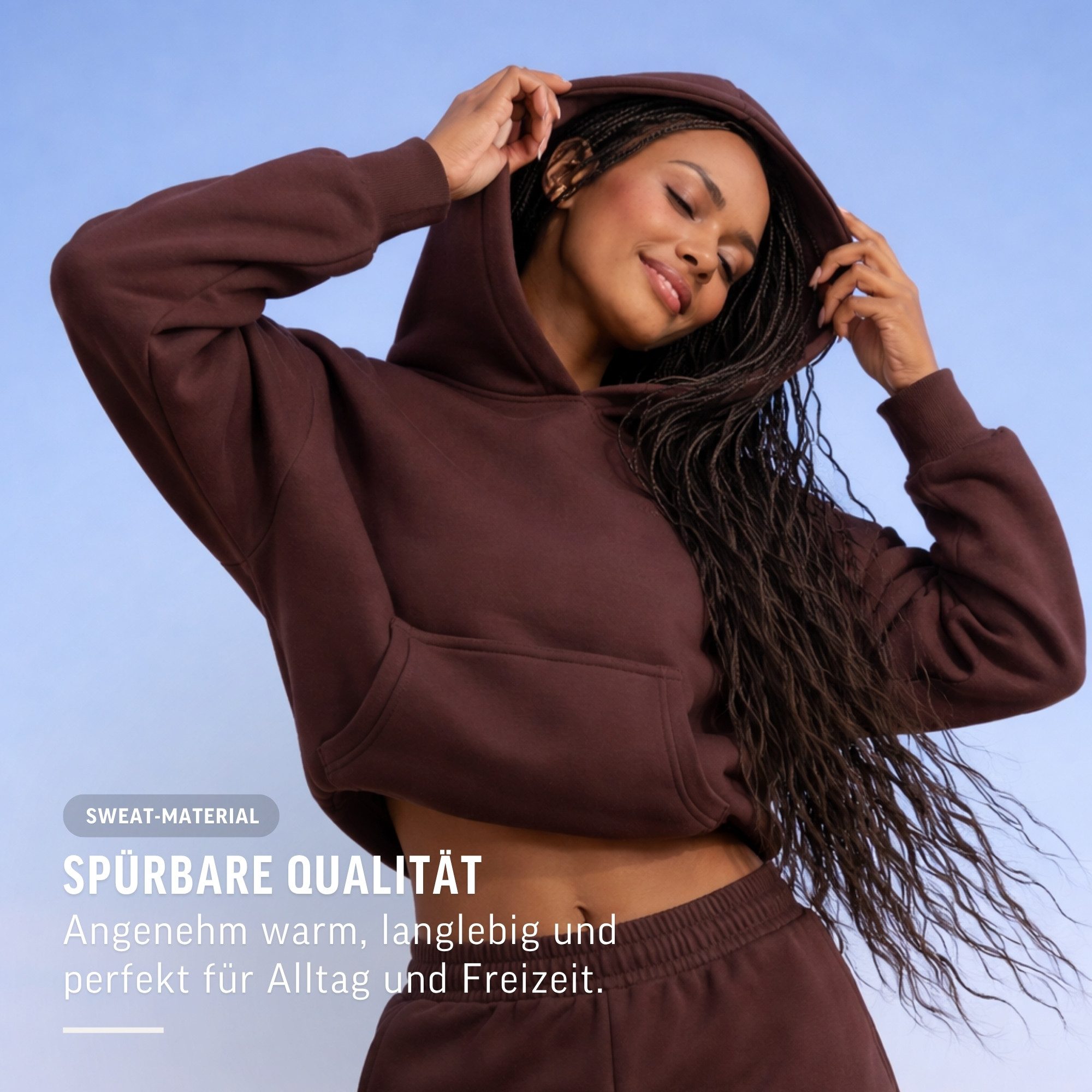 Smilodox Hoodie Thalea Kapuzenpullover Damen Oversize Fit mit Kängurutasche Relaxed Fit, Weiches Sweat Material, Logo-Stitching, Gym & Freizeit