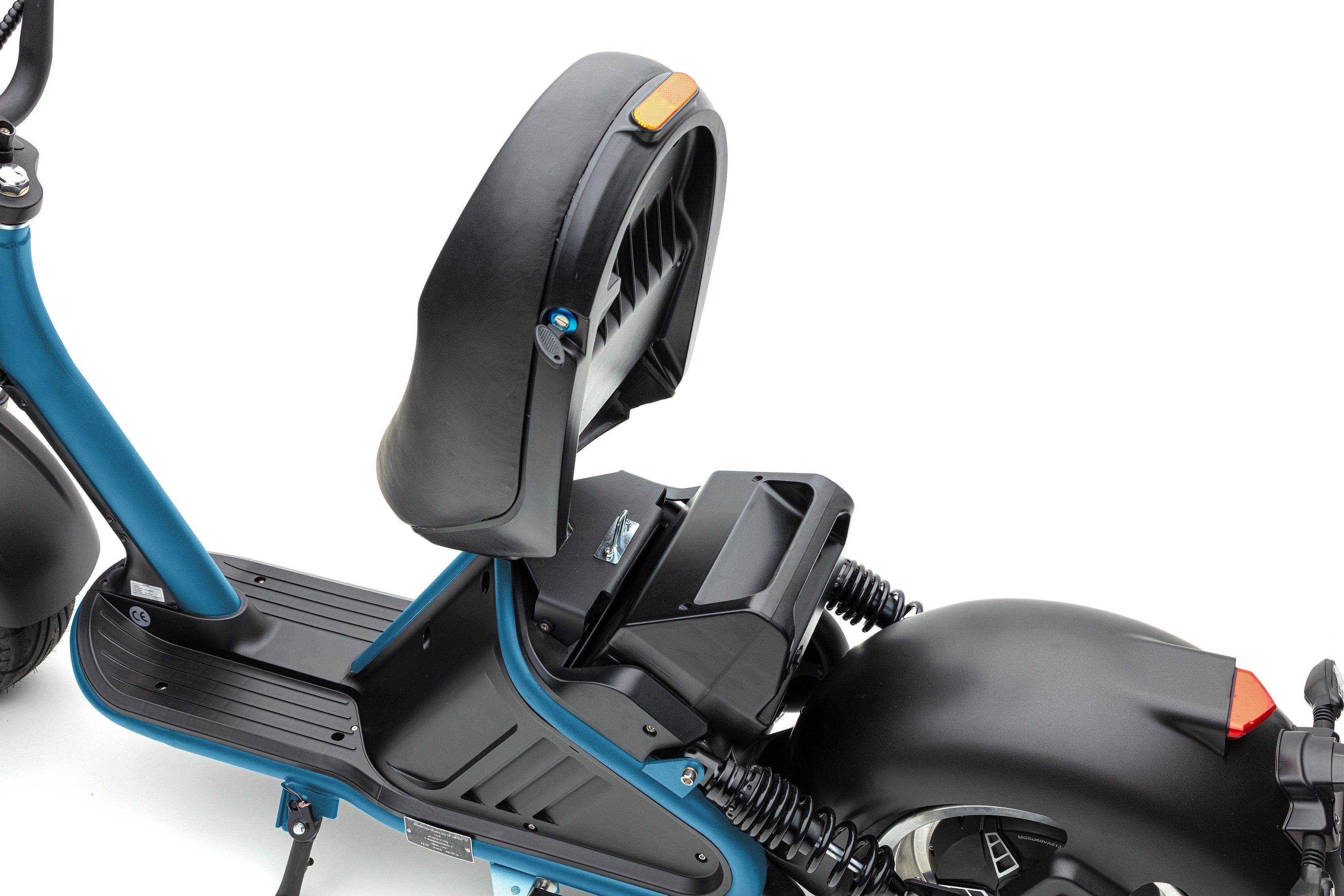 ECONELO E-Motorroller CHOPPER PXD 2, blau Lenkrad 45 höhenverstellbar km/h, 3000 W