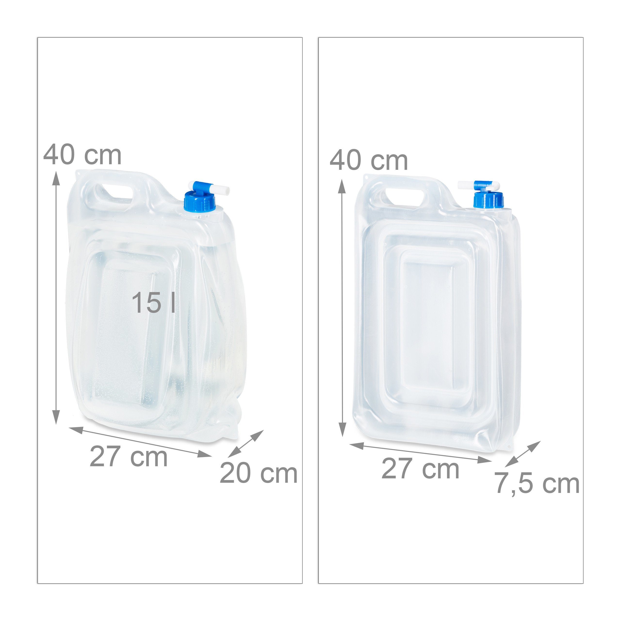 relaxdays Kanister Wasserkanister Set, 15 BPA frei, Camping 4er Liter
