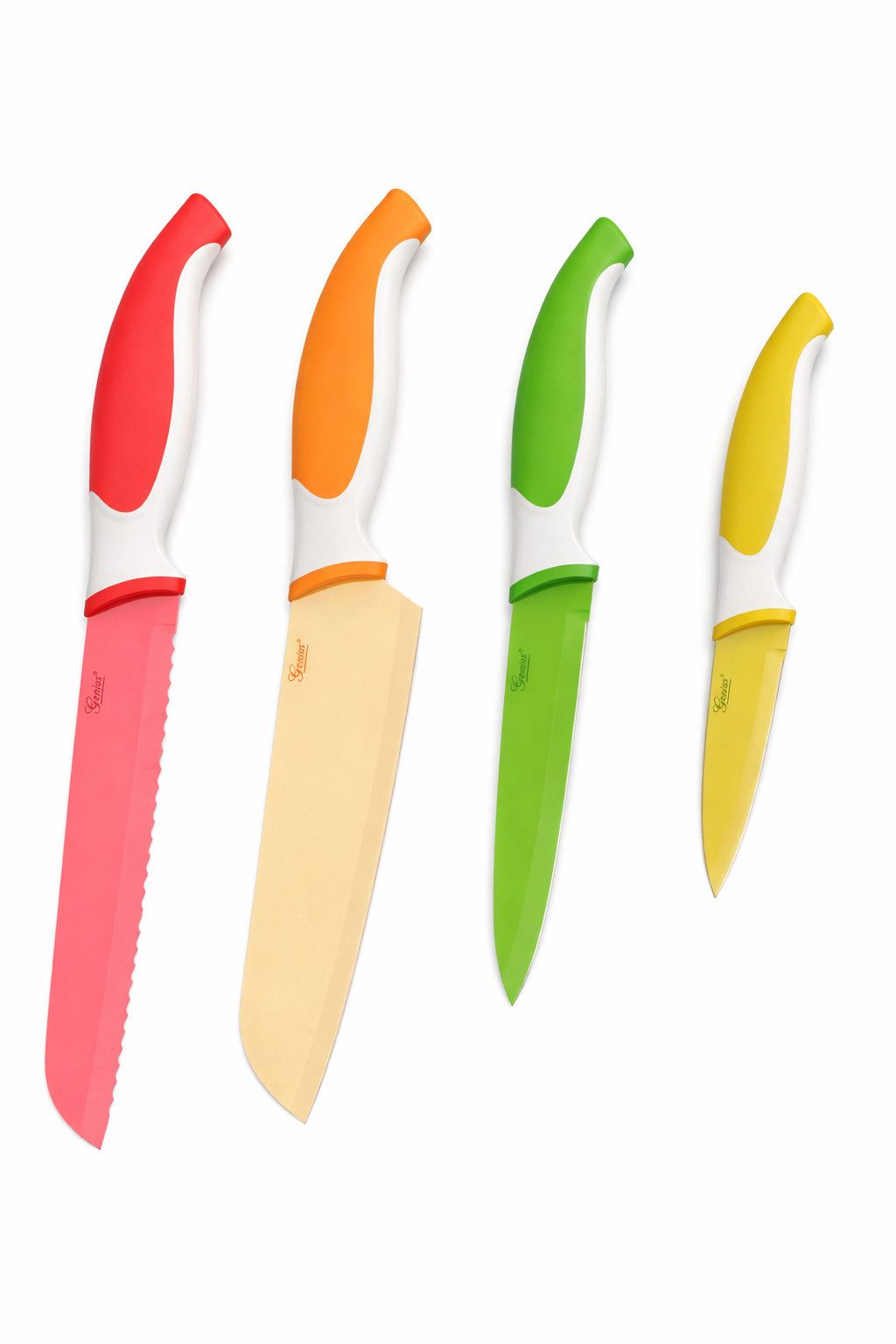 Genius Schälmesser Genius 4-teiliges Küchenmesser-Set farbig & vielseitig 23025