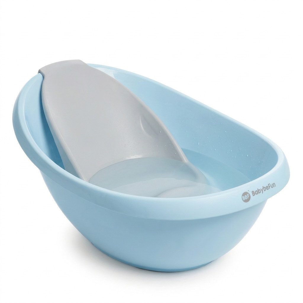 BabyBeFun Babybadewanne mit Badewanneneinsatz für Neugeborene, Rutschfeste Babywanne, Inkl. Safety-Pad