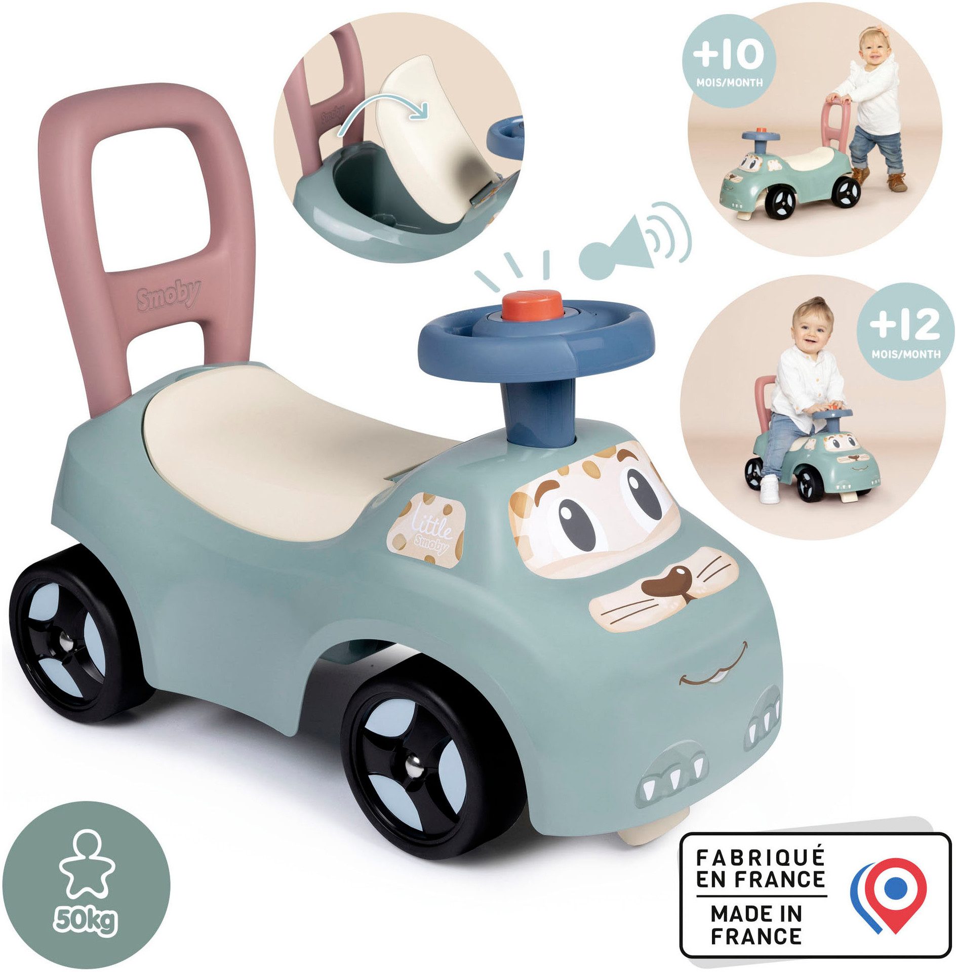 Smoby Little Smoby Ride-On Car, also usable as a walking aid; Made in Europe