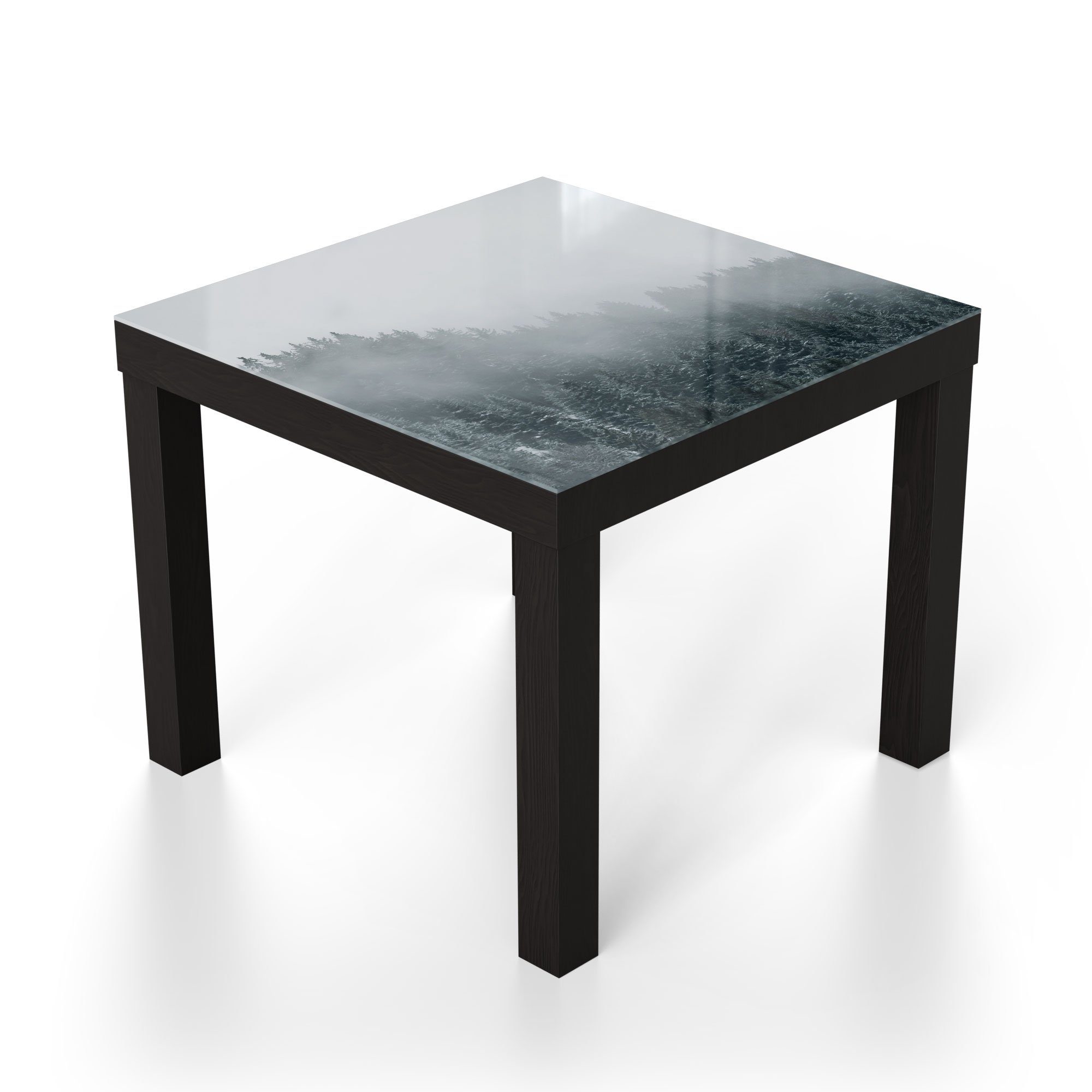 Glas 'Nebel DEQORI modern Schwarz Baumwipfeln', Glastisch über Beistelltisch Couchtisch