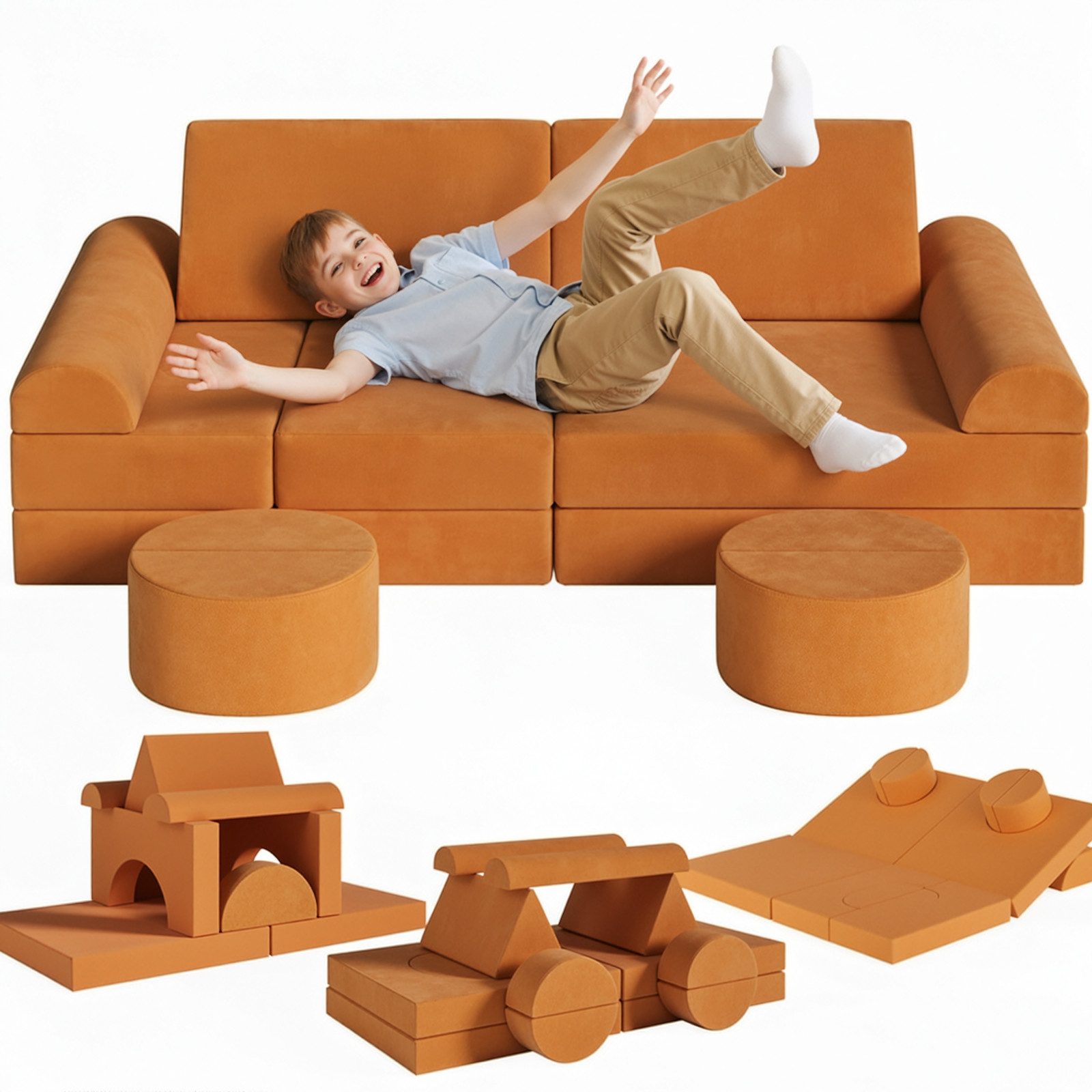 TLGREEN Kindersofa mit 15PCS Modul, Modulare Kinderspielcouch, Spielsofa fü günstig online kaufen