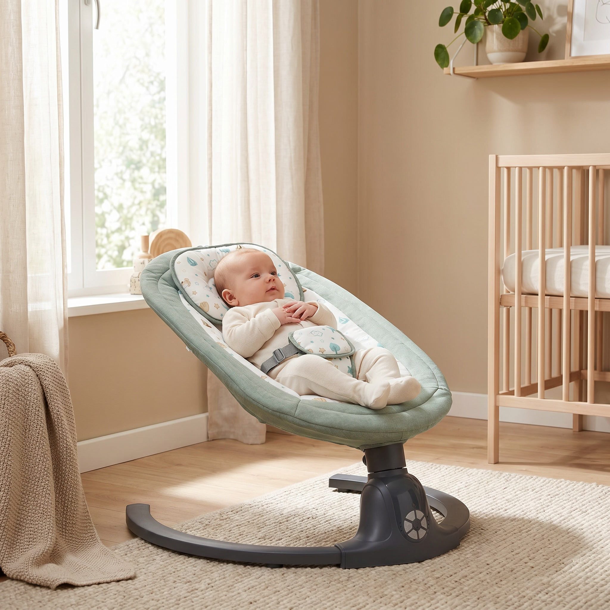 Fillikid Babywippe Stella, elektrisch; intelligente KI-Bewegungserkennung