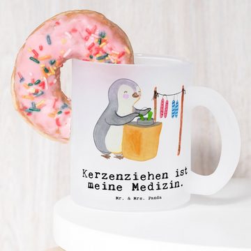 Mr. & Mrs. Panda Teeglas Pinguin Kerzenziehen - Transparent - Geschenk, Dankeschön, Kerzen zie, Premium Glas, Außerordentliches Design