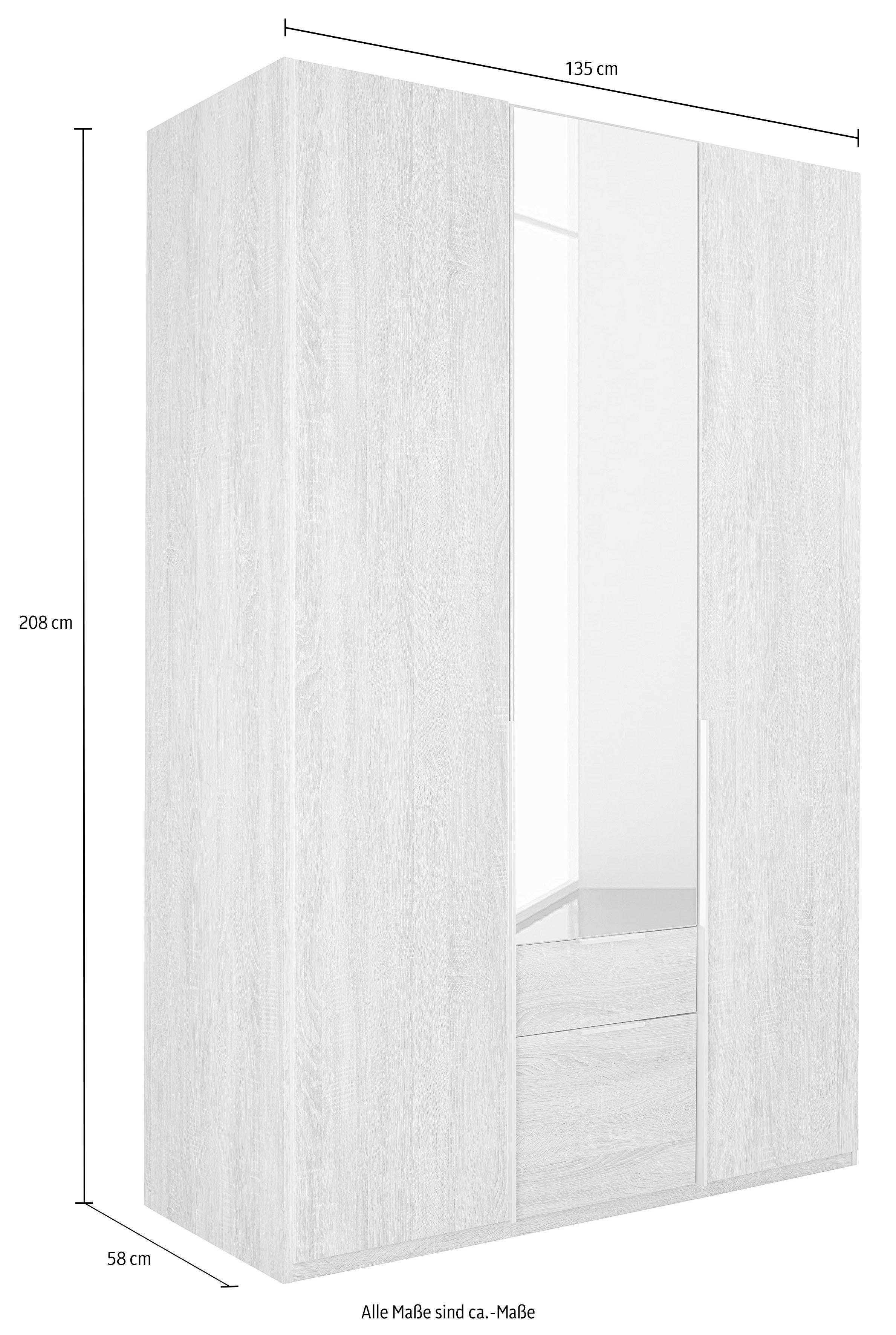 Wimex Kleiderschrank Spiegeltür mit struktureichefarben hell/Spiegel New York