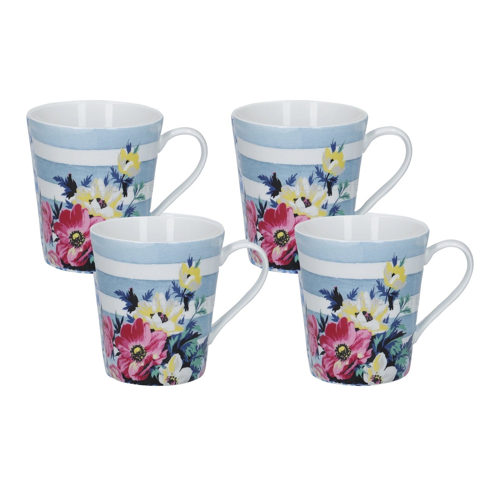 Neuetischkultur Tasse Kaffeetasse Porzellan Blumendekor 4er-Set Mikasa, Porzellan, Kaffeebecher Blume Bunt Stripe