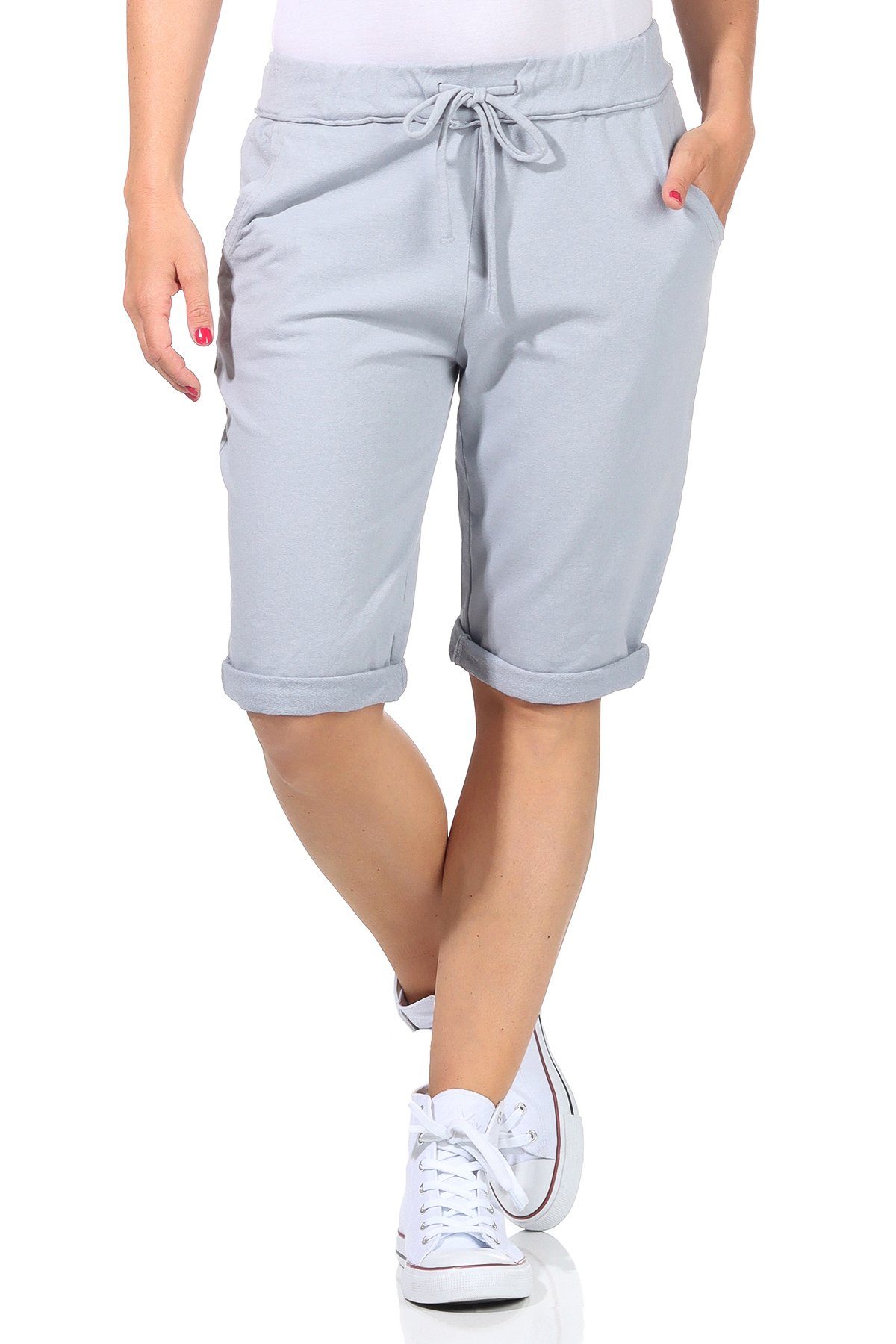 CLEO STYLE Bermudas Sweat Bermuda 1212 Hellgrau 42-46 günstig online kaufen