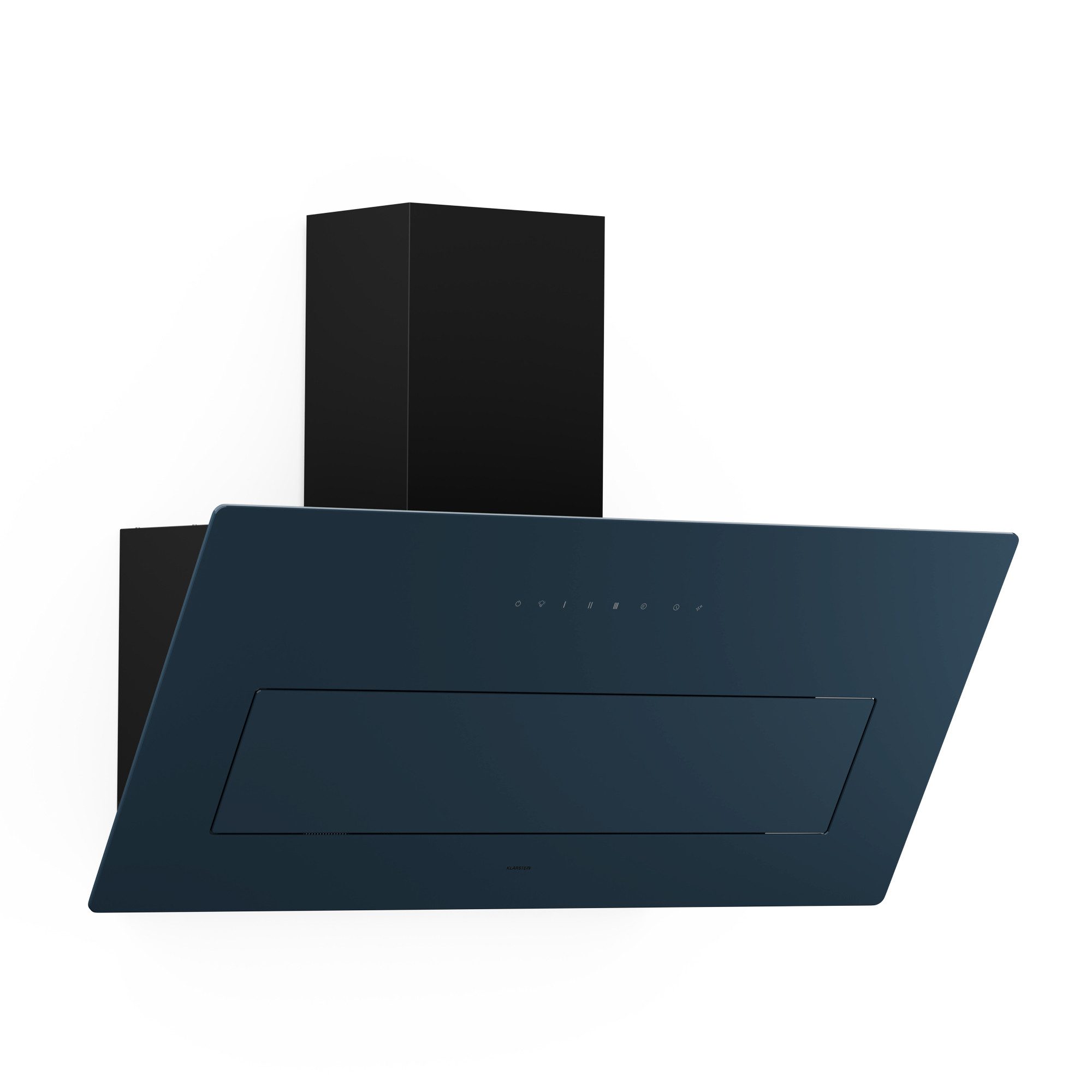 Klarstein Deckenhaube SleekAir Serie SleekAir Wandhaube 90 cm 717 m³/h A+++ Aktivkohle 39 dB Touch LED SleekAir, Dunstabzugshaube kopffrei Umluft Abluft mit Kohlefilter & 39 dB